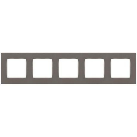 Рамка для розеток и выключателей Серия 12 12-5205-16 на 5 постов, Классик, титан | Б0067796 ЭРА