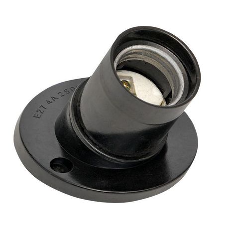 Патрон карболитовый настенный Е27 черный наклонный, индивидуальный пакет | LHC-E27-wi-p EKF