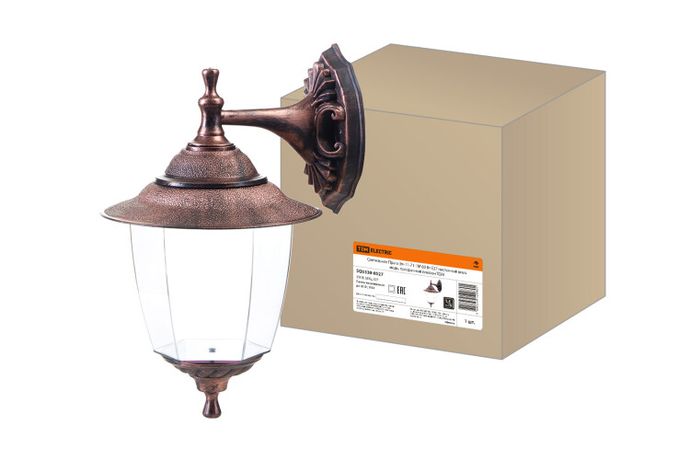 Светильник садово-парковый Прага Эл-11-71-1М 60 Вт Е27 настенный вниз медь, прозрачный плафон TDM | SQ0330-0527