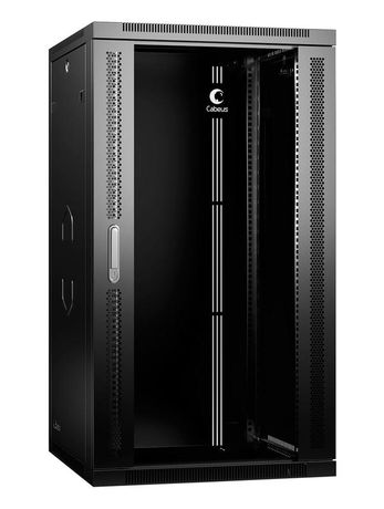Шкаф телекоммуникационный настенный SH-05F-22U60/60-BK 19дюйм 22U 600х600х1082мм дверь стекло черн. (RAL 9004) Cabeus 8586c
