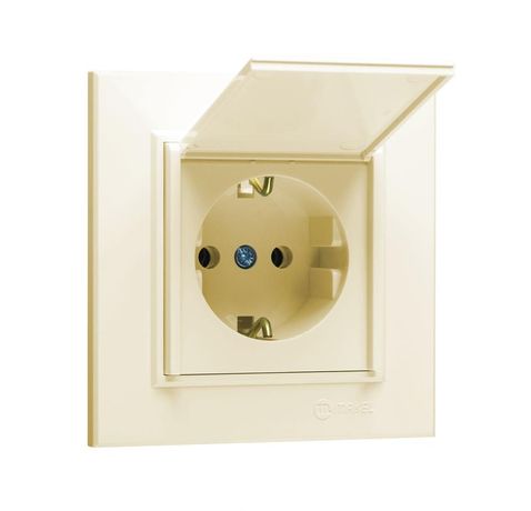 Розетка с/з и крышкой СП Karea 16А IP20 крем. Makel 56010099