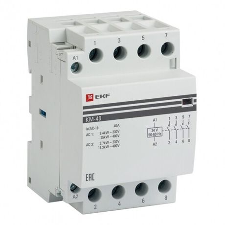 Контактор модульный КМ 40А 4NО (3 мод.) 24В АС EKF PROxima | km-3-40-40-24v