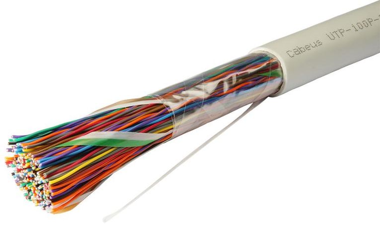 Кабель витая пара UTP-100P-Cat.3-IN UTP (U/UTP), категория 3, 100 пар (24 AWG), одножильный (solid), PVC нг(А)-LS - 7284c Cabeus