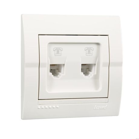 Розетка телефонная 2-м СП Deriy RJ11 евро стандарт бел. LEZARD 702-0202-138