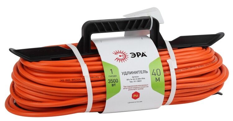 Удлинитель силовой UFx-1e-3x1.5-40m-IP44 на рамке c/з 1 гн 40м ПВС 3x1.5 ЭРА - Б0046813