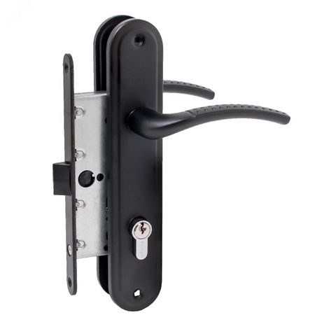 Замок врезной АЛЛЮР ЗВ 7-132/85 BL матовый черный с/руч - 14154 ПТК