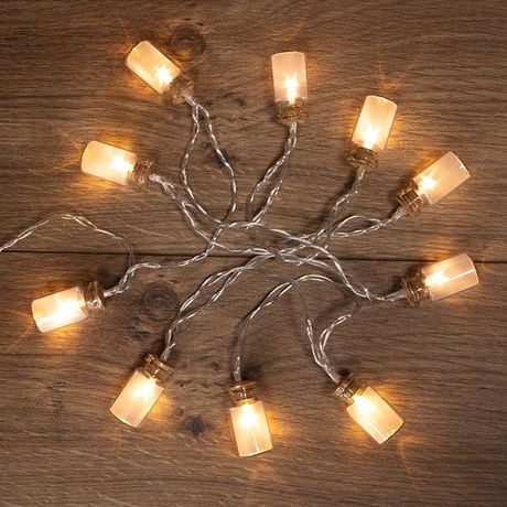 Гирлянда светодиодная Баночки 1,5 м, 10 LED, прозрачный ПВХ, цвет свечения теплый белый, 2 х АА (батарейки не в комплекте) | 303-096 NEON-NIGHT