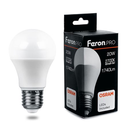 Лампа светодиодная .PRO LB-1020 Шар E27 20W 2700K OSRAM LED | 38041 Feron