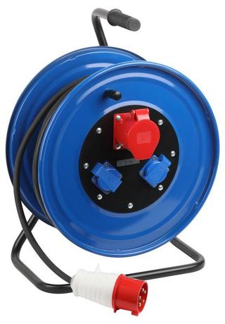 Удлинитель силовой IND380-RM-3e-5x4-30m-IP44 380В на катушке 3 розетки 1xCEE 5P/2xSCHUKO 30м КГ 5х4 32A IP44 | Б0057313 ЭРА