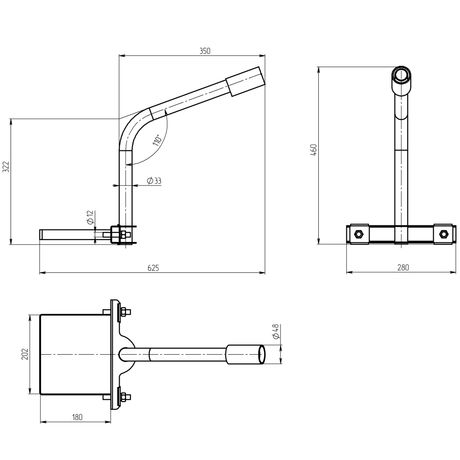 Кронштейн для уличного светильника SPP-AC3-0-350-048 на опору с 1 хомутом 625х460х280 d48мм Эра Б0047653