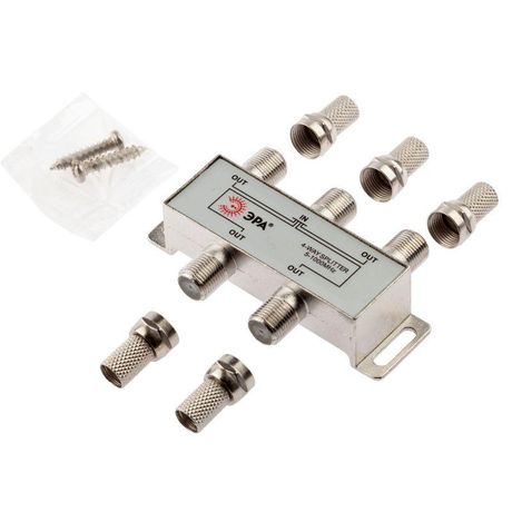 Делитель ТВ D-F-06 4 ответвления под F разъём в комплекте 5 разъёмов 5-1000 МГц | Б0048325 ЭРА