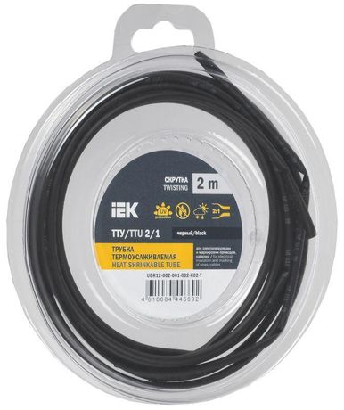 Трубка термоусадочная ТТУ нг-LS 2/1 черная (2м/упак) IEK | UDR12-002-001-002-K02-T