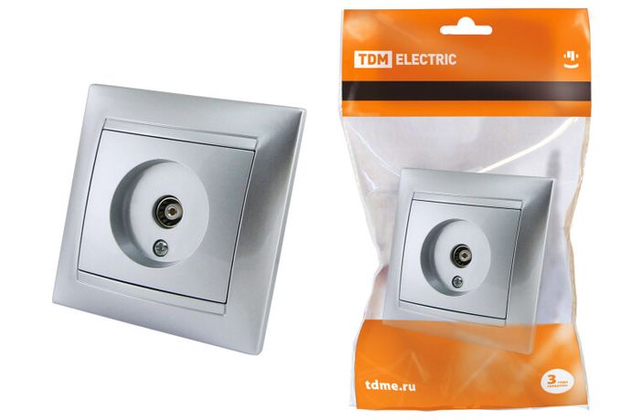 Розетка телевизионная простая (0-2400МГц, "мама") серебр. металлик "Лама" | SQ1815-0217 TDM