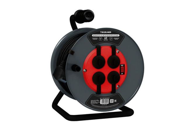 Удлинитель на метал. катушке 4х40м с заземл.16А IP44 КГ 3х1.5 выкл. медь TOKOV ELECTRIC TKP-SK40-315-Z-KG
