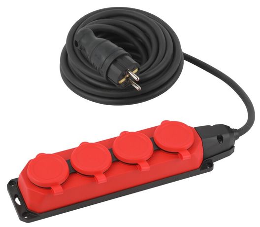 Удлинитель силовой UK-4e-3x1,5-5m-IP44(KG) с заземлением 4 розетки каучук 5м КГ 3х1,5мм2 IP44 | Б0057585 ЭРА