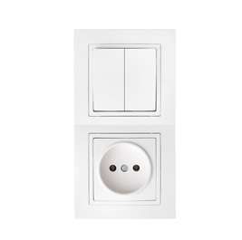 Беларусь Блок скрытый: выключатель двухклавишный + розетка 2В-РЦ-727 - Bylectrica