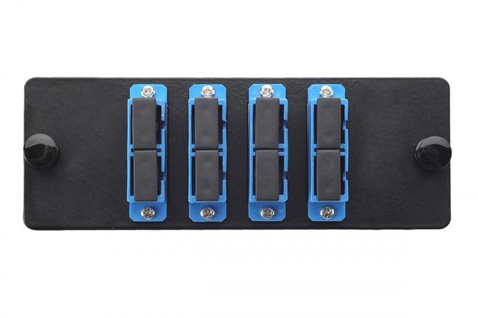 Комплект планка Q-SLOT с 4 адаптерами дуплекс SC OS2, монтажные шнуры, КДЗС, | 38M-S2-2S-04BL Eurolan