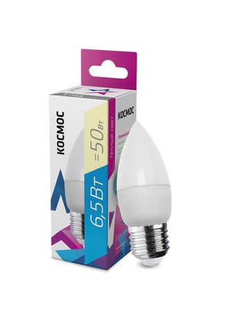 Лампа светодиодная LED 6.5Вт CN 220В Е27 D37х99 3000 теплый 480лм Космос - LkecLED6.5wCNE2730