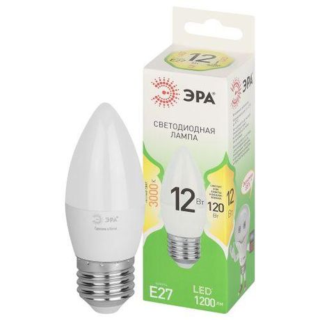 Лампа светодиодная LED 12 Вт 1200Лм 3000К свеча теплый E27 220-240В B35-12W-830-E27 Green Line - Б0067137 ЭРА