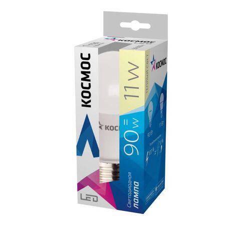Лампа светодиодная LED 11Вт 220В Е27 D60х113 теплый А60 1000Лм - Lksm_LED11wA60E2730 Космос