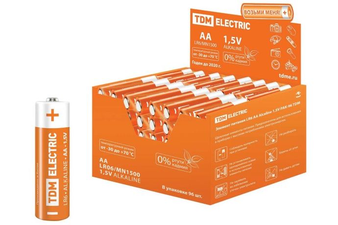 Элемент питания LR6 AA Alkaline 1,5V PAK-96 | SQ1702-0005 TDM