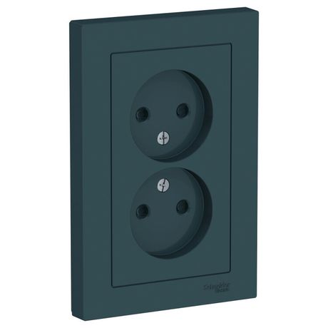 Розетка 2-м СП AtlasDesign 16А IP20 без заземл. защ. шторки в сборе изумруд SE ATN000822 APC