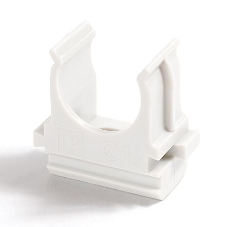 Полистирол белая d16 мм (100шт/2000шт уп/кор) Промрукав - PR.02716б Крепёж-клипса для труб Строитель