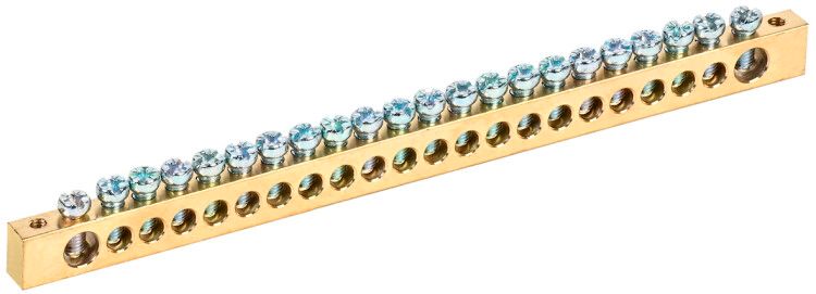 Шина PEN "земля-ноль" 8х12мм 22/2 (22групп/креп по краям) | YNN21-22-100 IEK