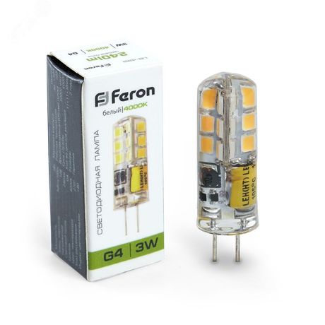 Лампа светодиодная LB-422 (3W) 12V G4 4000K капсула силикон 11x38mm | 25532 FERON 48LED