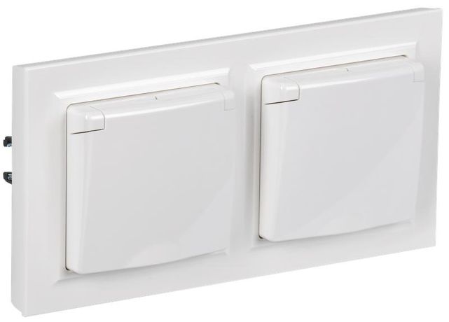 Розетка с крышкой Brite 16А IP44 РСбш10-3-44-БрБ бел. в сб 2шт IEK BR-R16-16-44-2-K01-F-PRO