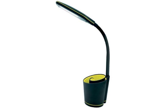 Светильник KD-813 C33 настол. 5Вт 3 ур. яркости органайзер USB раз. 2А черн./желт. Camelion 12844