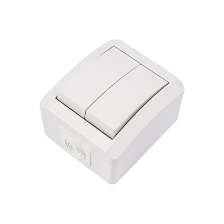 Выключатель двухклавишный INDUSTRIAL IP54, о/у, белый | KR-78-0832 Kranz