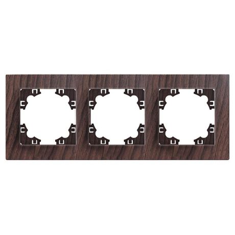 Рамка трехместная горизонтальная серия Афина венге (еврослот) - A0045-V Союз