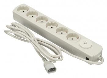Удлинитель с сетевым фильтром 6х3м заземл. 10А IP20 вилка для ИБП бел. IPPON 1192680