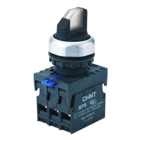 Переключатель с подсветкой NP8-10XD/211, 2 полож. фикс., белый, AC110-230В(LED), 1НО+1НЗ, IP65 (R) | 667617 CHINT