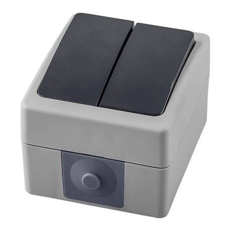 Выключатель двухклавишный, серия Велена, серый/графит, Stekker - 32753 FERON PSW10-121-54