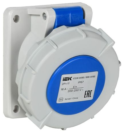 Розетка встраиваемая угловая ССИ-4132 16А 3п 2P+PE 6ч 220В IP67 IEK PSR41-016-3-0-67 IEK (ИЭК) арт. PSR41-016-3-0-67