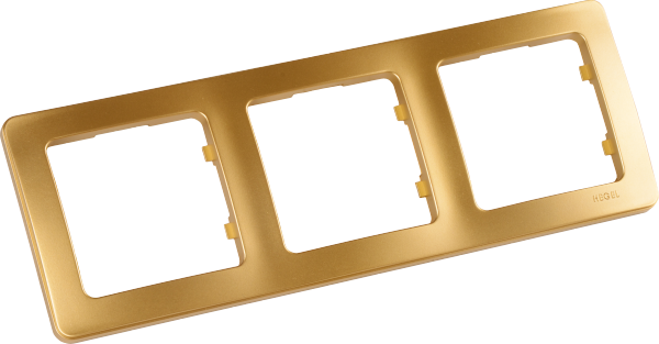 Рамка трёхместная, скрытой установки, цвет золото | Р403-07 HEGEL