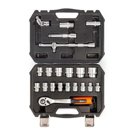 Набор инструментов НАИ-04/22 серия KBT-PROFESSIONAL с торцевыми шестигранными головоками и трещоткой 1/2" | 91083 КВТ