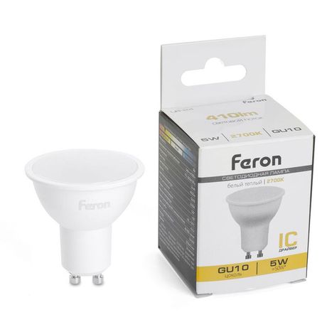 Лампа светодиодная LED 5вт 230в GU10 теплый - 51215 FERON