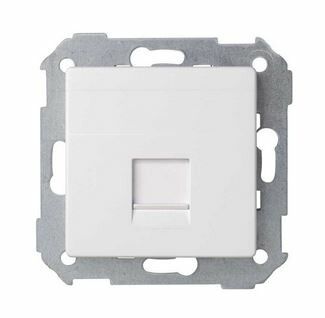 Розетка прямая для передачи данных со шторкой на 1 разъем RJ45 S82 Concepi бел. матов. Simon 8200005-090
