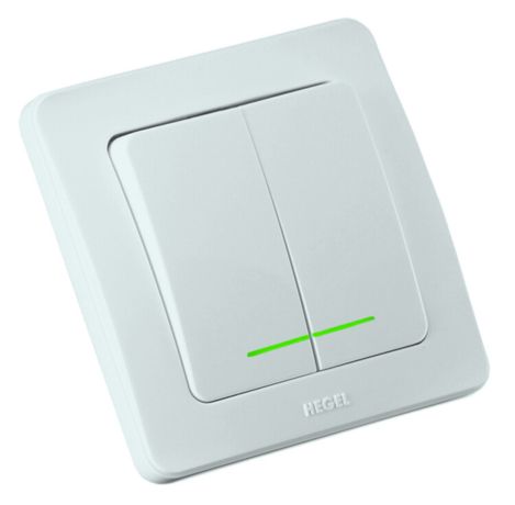 Выключатель двухклавишный скрытый с индикацией белый 10А - ВС10-352 HEGEL