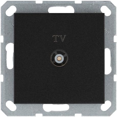Розетка телевизионная проходная TV Ф9.5мм механизм антрацит Jasmart G6002B