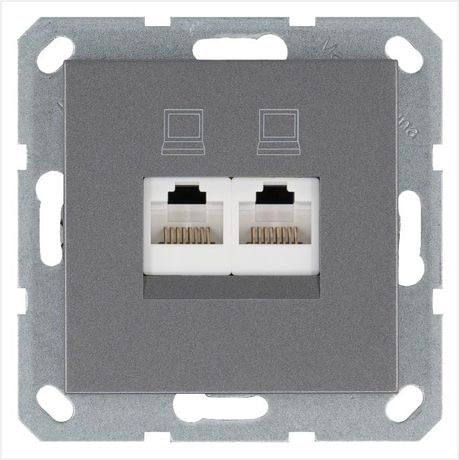 Розетка компьютерная 2-м RJ45 IP20 кат. 5E механизм алюм. Jasmart G6106S