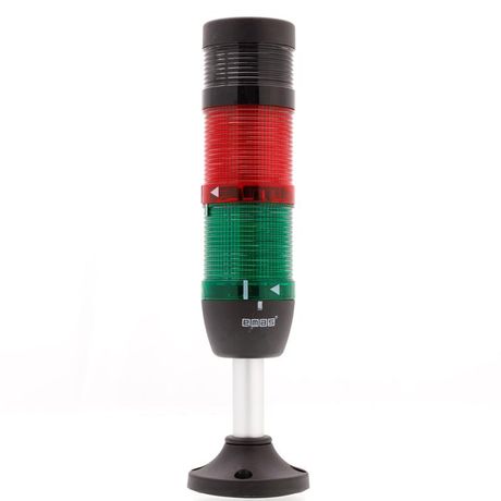 Сигнальная колонна 50 мм, 2 цвета (красный, зелёный), с зуммером, светодиод LED, алюминиевый патрубок 100 мм основанием, 220В AC, IP40 - IK52L220ZM03 EMAS