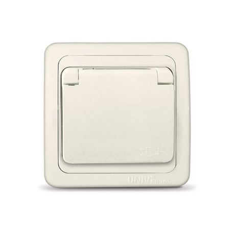 Розетка одноместная с крышкой Валери с/з, скрытая, 16А, 220В, слоновая кость (ivor - Б-В0029. Союз