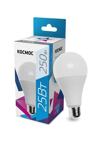 Лампа светодиодная LED 25Вт 220В E27 D65х130 4500 белый A65 Космос - LkecLED25wA65E2745