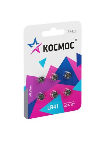 Батарейка G3 (L736/LR41/192/392) 1.5V Alkaline 6BL - KOCG3(LR41)BL6 Космос