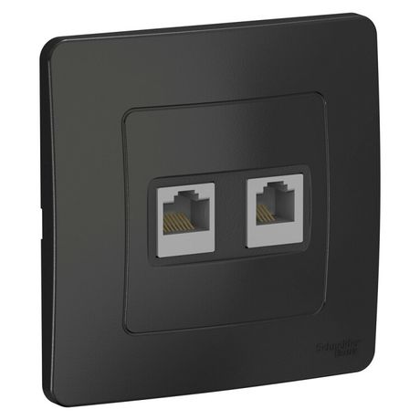 Розетка компьютерная + телефонная 2-м СП Blanca RJ45 кат.5E RJ11 антрацит SE BLNIS045116 APC