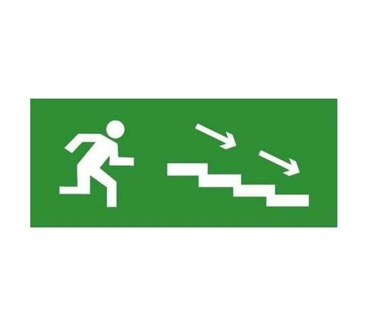 Знак эвакуационный "По лестнице вниз направо" 140х280 (наклейка) Technolux ЭП12 140280